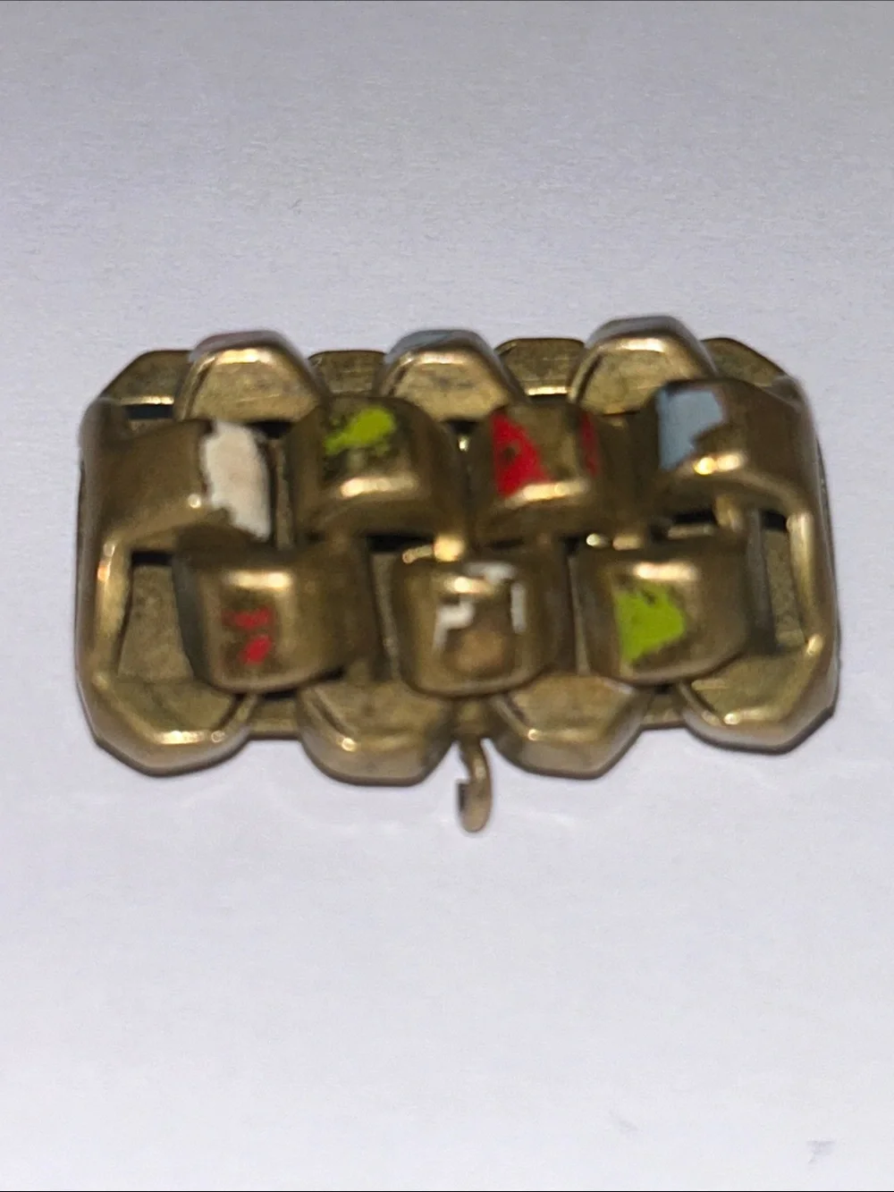 Watch Fob - Vintage German Enamel Brass  Brooch Pin